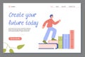 Education and personal development banner template vector flat illustration. Royalty Free Stock Photo