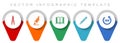 Education pointer collection, miscellaneous icons such as calippers, pencil, book and 360 degree, flat design vector infographic