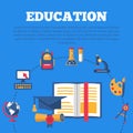 Education poster with flat colorful icons Royalty Free Stock Photo