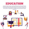 Education poster with flat colorful icons Royalty Free Stock Photo