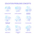 Education problem blue gradient concept icons set Royalty Free Stock Photo