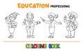 Education professions coloring book. Royalty Free Stock Photo