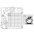 Education Puzzle Game for school Children. Apple. Black and white japanese crossword with answer.