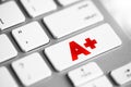 Education rating A plus text button on keyboard, concept background Royalty Free Stock Photo