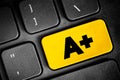 Education rating A plus text button on keyboard, concept background Royalty Free Stock Photo