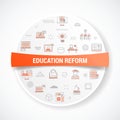 Education reform concept with icon concept with round or circle shape for badge