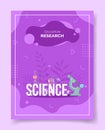 education research concept people around word science microscope chemistry glass for template of banners, flyer, books cover,