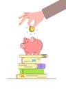 Education savings concept with cute piggy bank Royalty Free Stock Photo