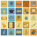 Education School Flat Icon Set Royalty Free Stock Photo