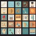 Education School Flat Icon Set Royalty Free Stock Photo