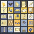 Education School Flat Icon Set Royalty Free Stock Photo