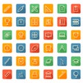 Education School Icon Symbol Set Collection - Square Shadow