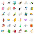 Education in school icons set, isometric style Royalty Free Stock Photo