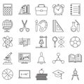 Education school icons set line art vector illustration Royalty Free Stock Photo