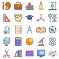 Education school icons set line art vector illustration Royalty Free Stock Photo