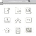 Education and School outline icon collection