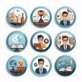 Education and school round icons set with books and glasses vector illustration graphic design Royalty Free Stock Photo