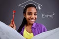 Education in school - schoolgirl doing math equations Royalty Free Stock Photo