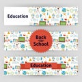 Education School and Science Vector Template Banners Set in Mode Royalty Free Stock Photo