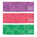 Education School Supplies Lined Icon Stuff Three Horizontal Banner Set