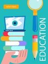 Education, school. Vector poster, banner template. A set of cliparts for design about education