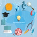 Education and Science back to school objects graduation concept