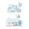 Education and science concept. Chemistry and physics laboratory equipment vector illustration Royalty Free Stock Photo