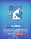 Education and science concept illustrations. Genetics. Science of life and origin of species. Flat vector design banner. Royalty Free Stock Photo