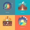 Education and science concept illustrations. Geophysics, seismology, geology, meteorology . Royalty Free Stock Photo