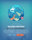 Education and science concept illustrations. Oceanography and sea exploration. Science of life and origin of species