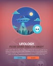 Education and science concept illustrations. Ufology . Science of life and origin of species. Flat vector design banner. Royalty Free Stock Photo