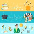 Education and science students learning banners Royalty Free Stock Photo