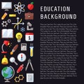 Education and science vector vertical background left side. Modern flat design.