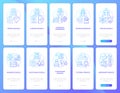 Education service providers blue gradient onboarding mobile app screen set Royalty Free Stock Photo