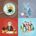 Education set professor teachers students diploma exam Royalty Free Stock Photo