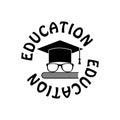 Education sign. Graduation cap book icon isolated on white background Royalty Free Stock Photo