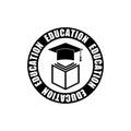 Education sign. Graduation cap book icon isolated on white background Royalty Free Stock Photo