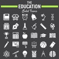 Education solid icon set, school sign collection Royalty Free Stock Photo