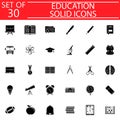 Education solid icon set, School sign collection Royalty Free Stock Photo