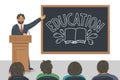 Education. Speaker talking at podium tribune. Royalty Free Stock Photo