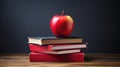 education stack of books with apple Royalty Free Stock Photo