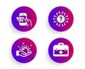 Education, Sunny weather and Question mark icons set. First aid sign. Quick tips, Hold sun, Quiz chat. Vector