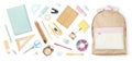 Education supplies and tools for children study on white background Royalty Free Stock Photo