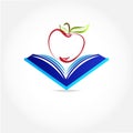 Education symbol book and apple logo vector