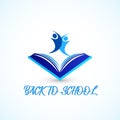 Education symbol book people students friendship graduates back to school logo