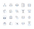 Education system line icons collection. curriculum , syllabus , teacher , student , lecture , assessment , education
