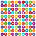 100 education technology icons set color