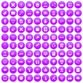 100 education technology icons set purple