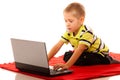 Education, technology internet - little boy with laptop Royalty Free Stock Photo