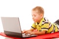 Education, technology internet - little boy with laptop Royalty Free Stock Photo